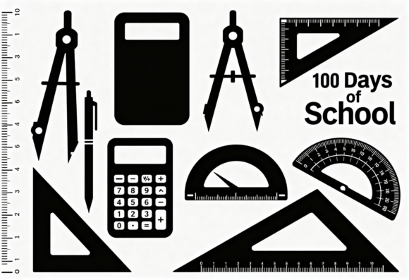 100 Days of School Math Tools Clipart