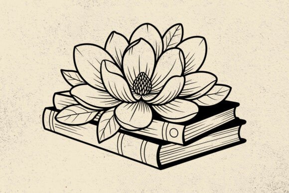 Books Svg, Magnolia Svg, and Floral Books: A Versatile Graphic Design Asset for Crafts