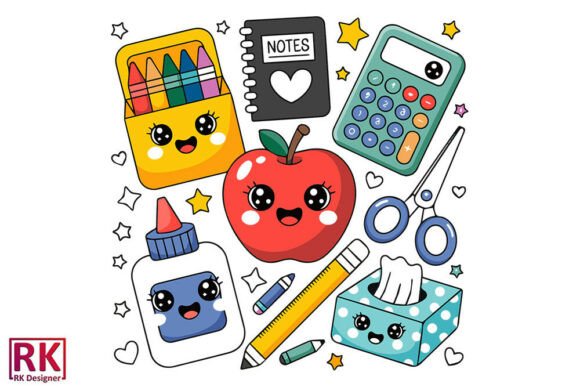 Crayon Box Glue Bottle Cute Boho Teacher Graphics
