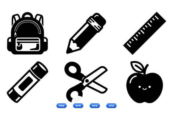 Cute School Icon Clipart Set