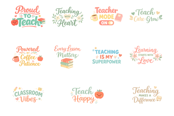 Cute Teacher Quotes Typography Bundle