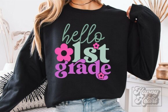 Hello 1st Grade SVG PNG Teacher Shirt: A Versatile Graphic Design Asset for Crafts and Branding