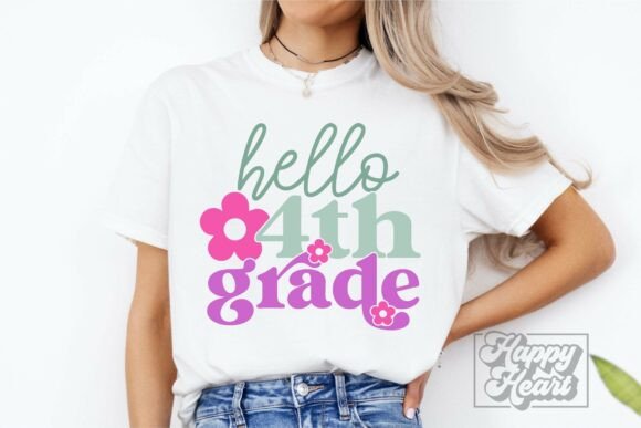 Hello 4th Grade SVG PNG - Teacher Shirt: A Creative Asset for Crafts and Graphics