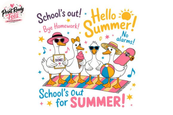 Hello Summer School’s Out PNG: Graphics for Crafts & Creative Projects