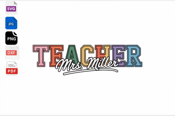 Personalized Teacher Name Retro Varsity Graphics and Crafts