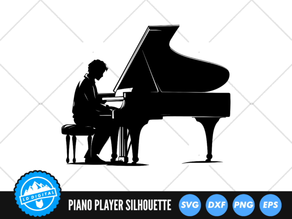 Piano Player SVG, Pianist Silhouette