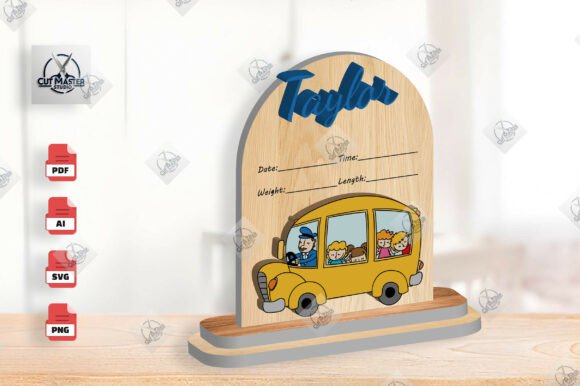 School Bus Baby Birth Stats Sign SVG: Graphics & Crafts Fun