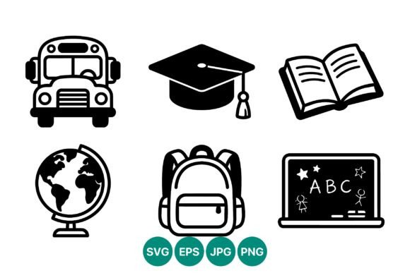 School Icons Vector Set: Graphics and Crafts in One