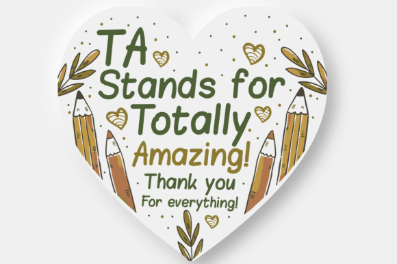 Teacher Teaching Assistant Heart SVG for Crafts and Graphics