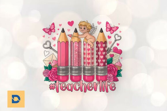 Valentine Pencils Teacher Heart PNG